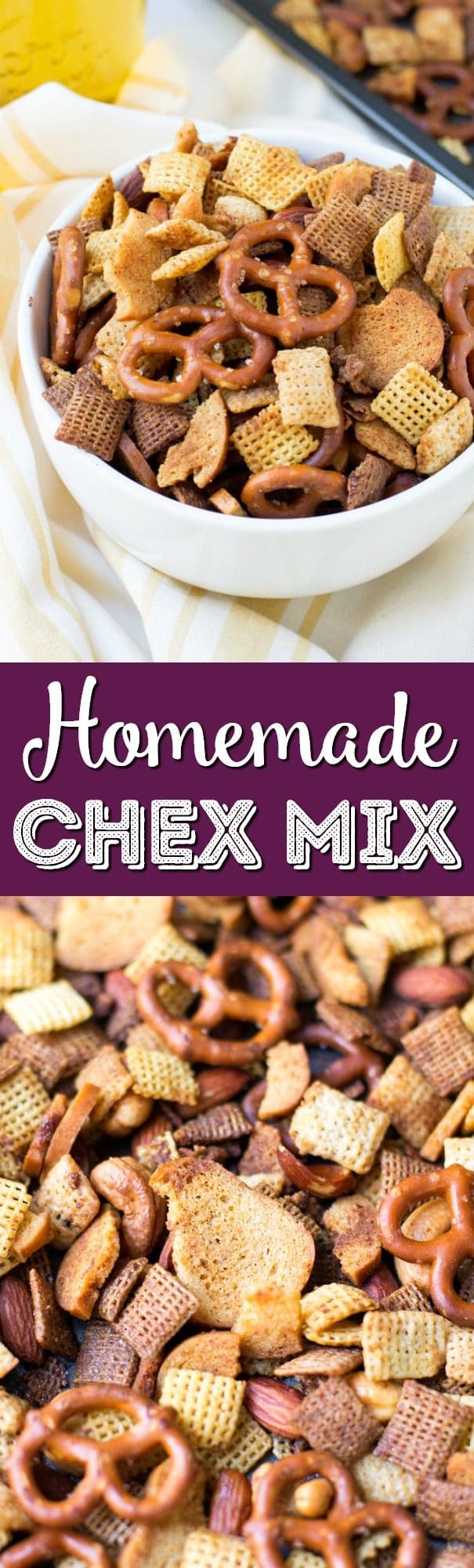 This Homemade Chex Mix is crunchy, buttery and full of flavor this easy party mix is the perfect snack for holiday entertaining!