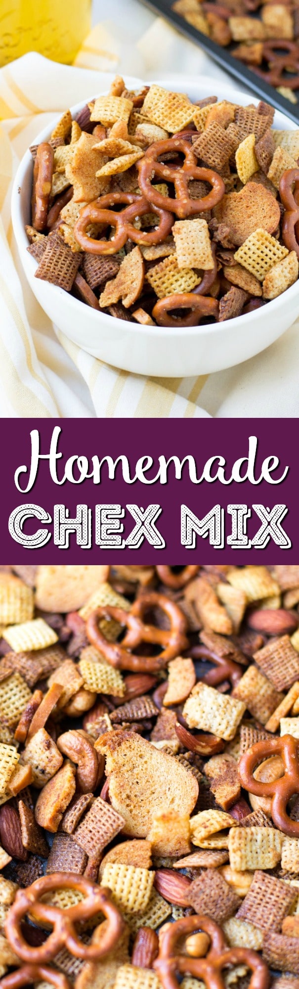 This Homemade Chex Mix is crunchy, buttery and full of flavor this easy party mix is the perfect snack for holiday entertaining! via @sugarandsoulco