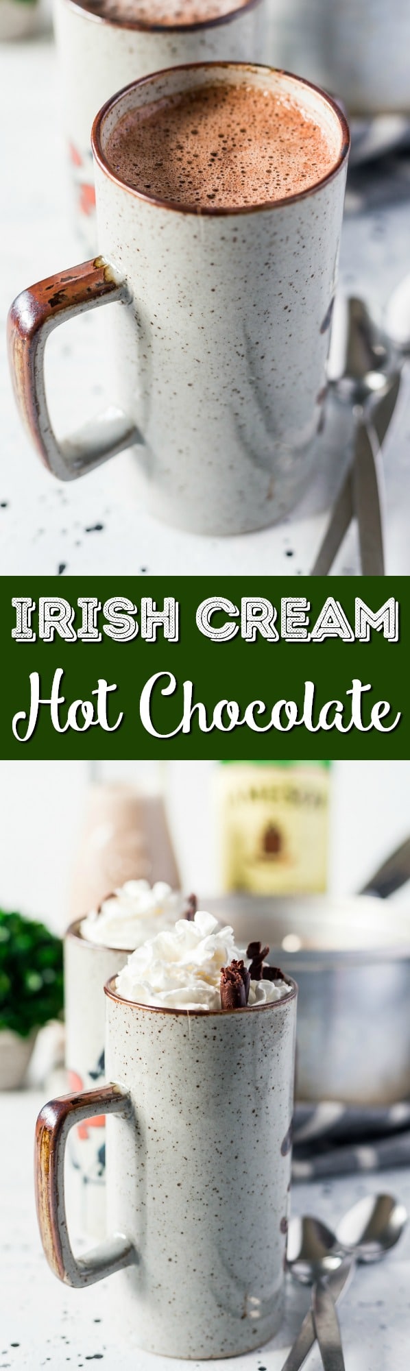  This Irish Cream Hot Chocolate is loaded with creamy and delicious flavor and the perfect hot cocktail to cozy up with on chilly nights! via @sugarandsoulco