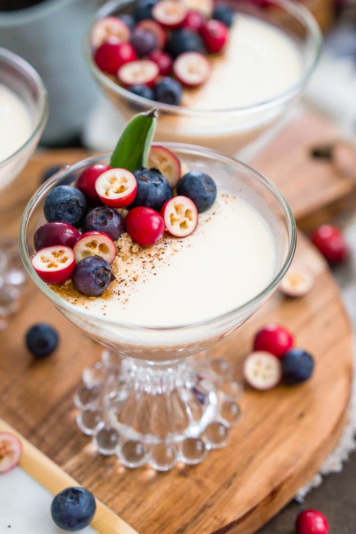 This Maple Panna Cotta is a light and creamy fall dessert that's simple to make and impressive to serve holiday dinner guests!