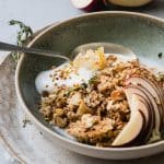 Warm Granola Breakfast Bowl is the perfect cozy start to any morning. Healthy oats, sweet, natural maple syrup and toasted almonds and coconut. These are the winter equivalent of a warm hug on a cold day.
