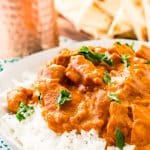 This Easy Chicken Tikka Masala Recipe is a delicious British Indian recipe made with a rich and creamy tomato curry sauce loaded with bold spices and chicken.