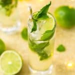 Top down view of a champagne mojito