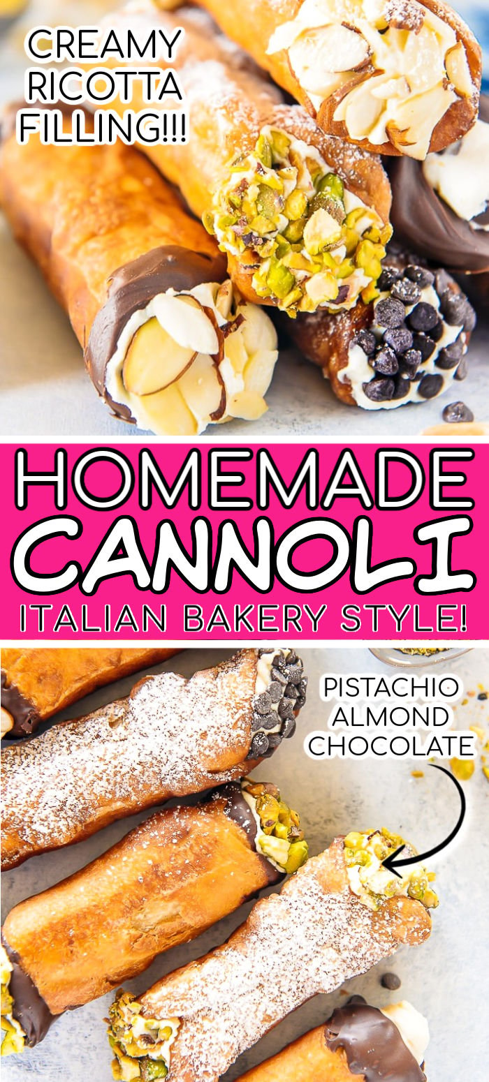 Homemade cannoli are so easy to make and taste just as satisfying as one bought from an Italian bakery. The crispy shell and creamy, sweetened ricotta cheese filling are to die for and will make any day a little extra special! via @sugarandsoulco