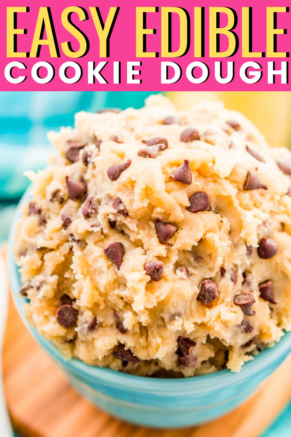 This Edible Cookie Dough recipe is an eggless and delicious treat you can make in just 10 minutes! Made with butter, sugar, flour, salt, and chocolate chips! via @sugarandsoulco