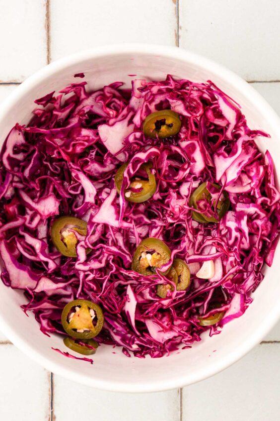Pickled cabbage in a bowl.