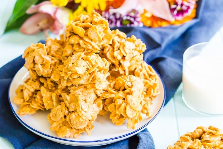 These Butterscotch Cornflake Cookies are and easy recipe that you can make in just 5 minutes.
