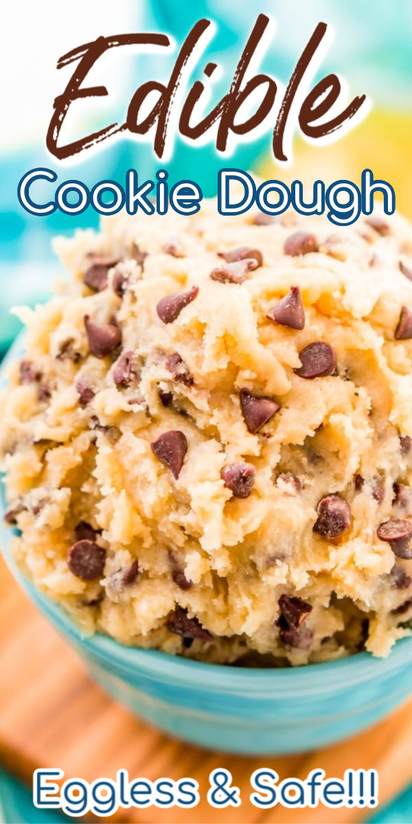 This Edible Cookie Dough recipe is an eggless and delicious treat you can make in just 10 minutes! Made with butter, sugar, flour, salt, and chocolate chips! via @sugarandsoulco