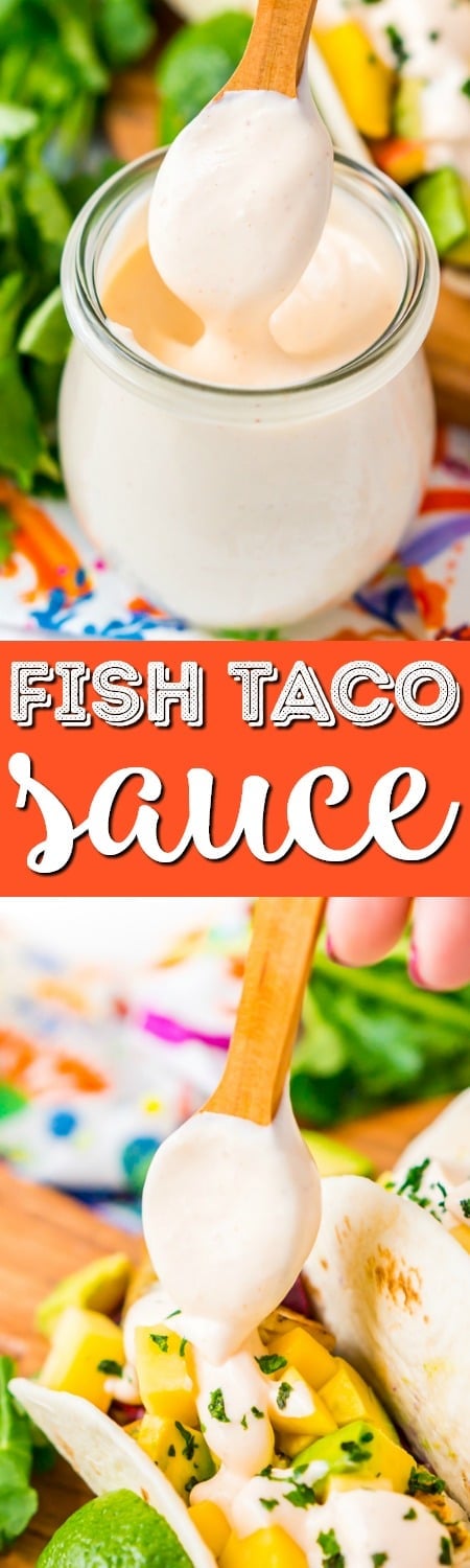 This Fish Taco Sauce is the ultimate topping for fish tacos. It’s a creamy a delicious blend of sour cream, mayonnaise, lime juice, sriracha, garlic, and cumin. via @sugarandsoulco