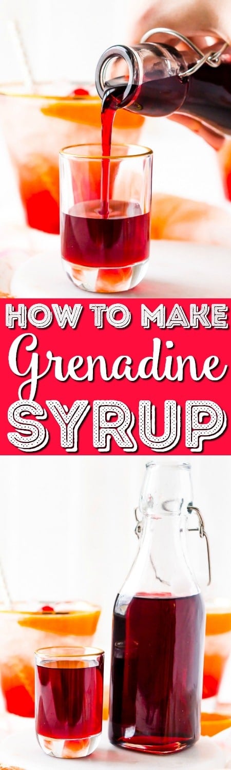 This recipe for Grenadine Syrup allows you to make this fresh and flavorful cocktail syrup right at home. Made with pomegranate juice, sugar, and lemon juice.  via @sugarandsoulco