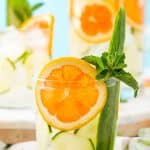 This Cucumber Water is perfect for those who love infused waters. This spa water is laced with the natural flavors of zesty oranges, cool mint, and calming cucumbers. 