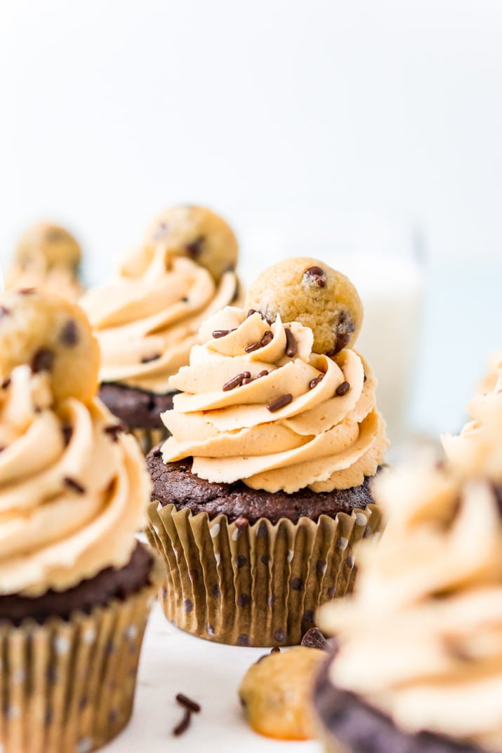 Cookie Dough Cupcakes with Peanut Butter Frosting