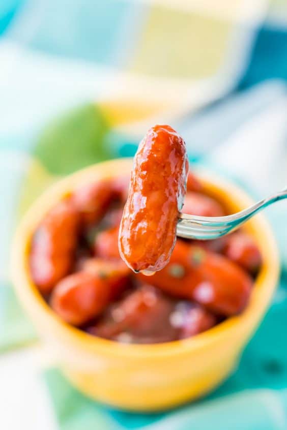 Slow Cooker Peach Barbecue Little Smokies Sugar Soul