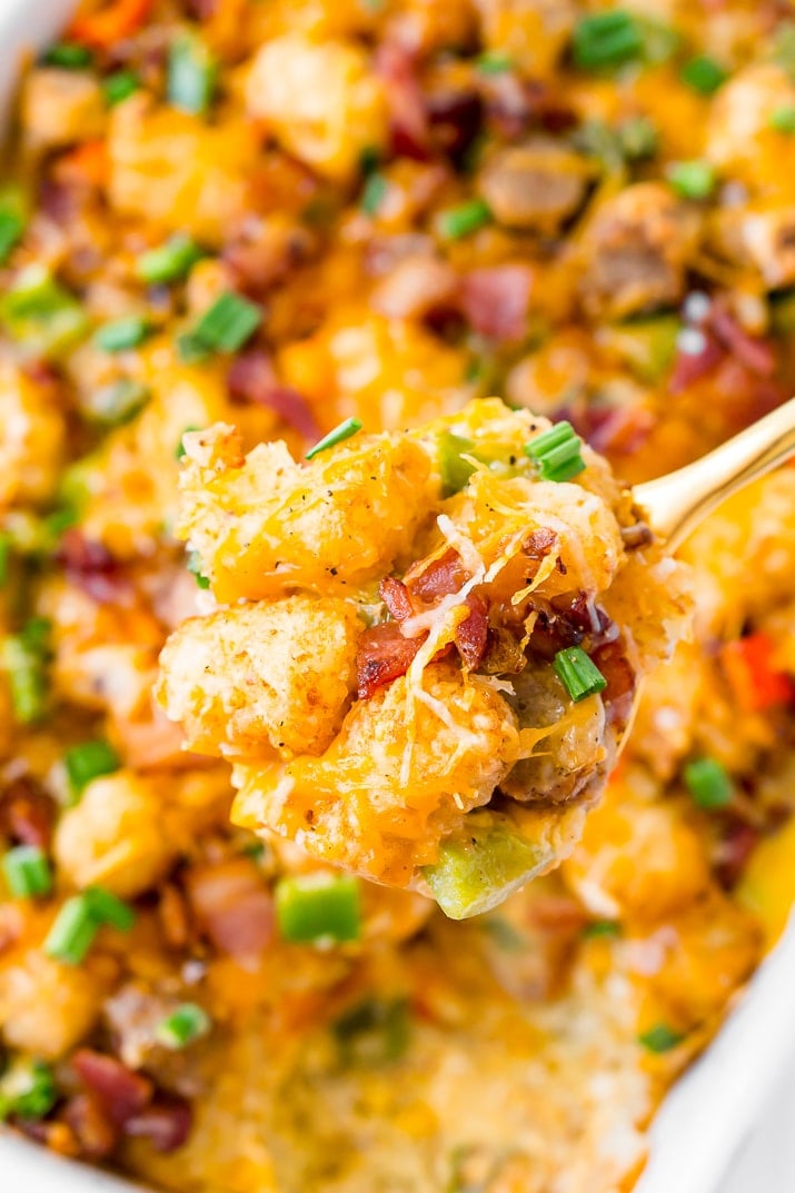 Cheesy Tater Tot Breakfast Casserole | Sugar & Soul