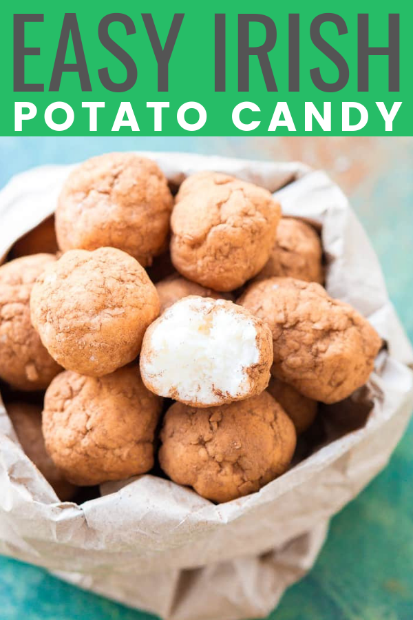 This Irish Potato Candy is perfect for celebrating St. Patrick's Day with! Made from coconut, cream cheese, sugar, and cinnamon and look like potatoes! via @sugarandsoulco