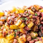 This Corned Pork Hash is a salty and sharp breakfast dish your total family will admire! A easy hash made with brisket, potatoes, onions, butter, thyme, and pepper and a large manner to dissipate leftover Corned Pork!