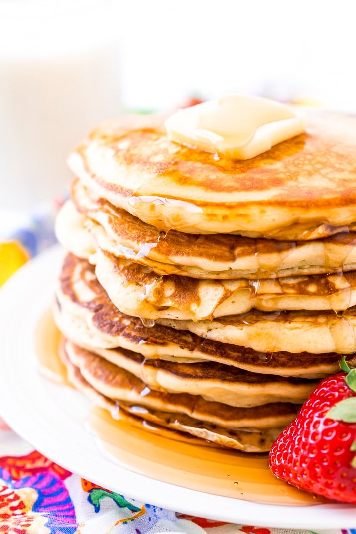 Buttermilk Pancakes on White Plate