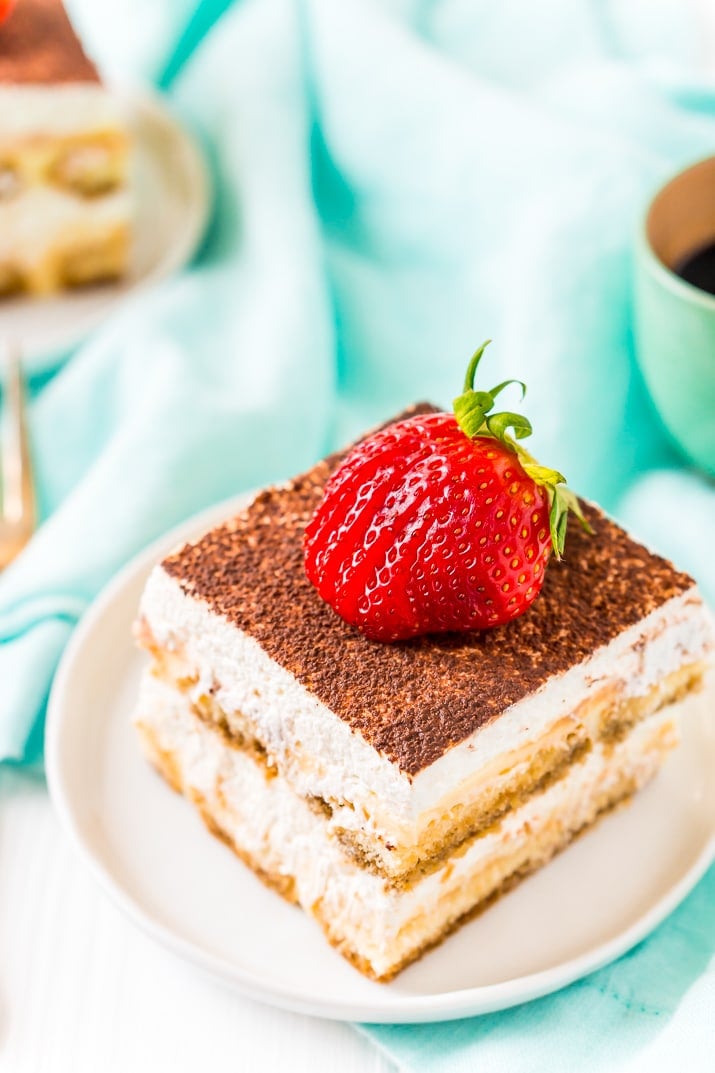 Easy Tiramisu Dessert Recipe on White Plate