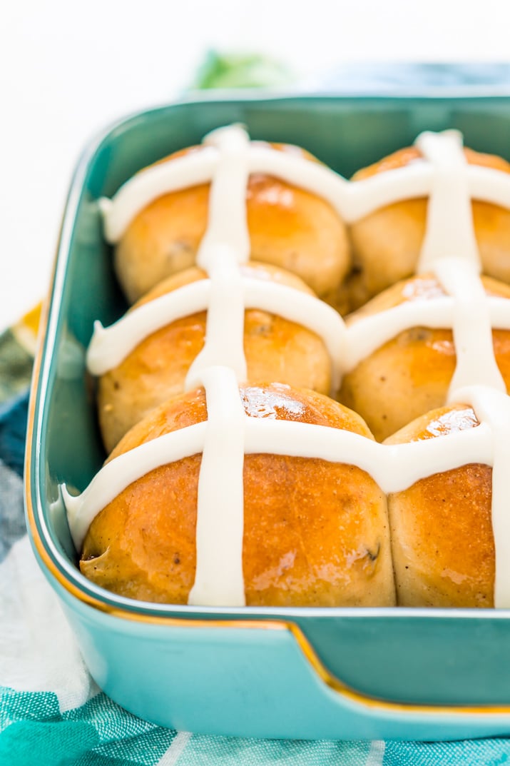 Pan full of hot cross buns