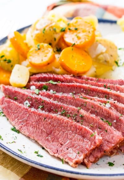 This Corned Beef and Cabbage recipe is a classic Irish dinner perfect for St. Patrick's Day! The meat is brined for 7 to 10 days in savory spices and the brisket becomes tender and flavorful once cooked.