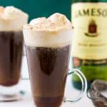 This Irish Coffee recipe is a traditional drink recipe made with coffee, whiskey, sugar, brown sugar, and whipped cream. A spiked coffee for weekends and dessert.
