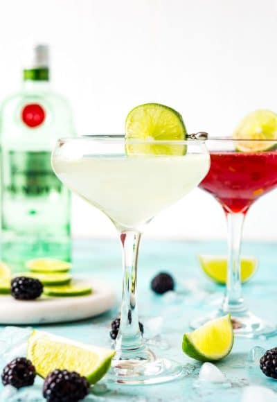 This Gimlet recipe is a classic cocktail made with gin, lime juice, simple syrup, and club soda for a light and refreshing beverage perfect for spring and summer! Swap the simple syrup out for Blackberry simple syrup for a berry twist on the classic!