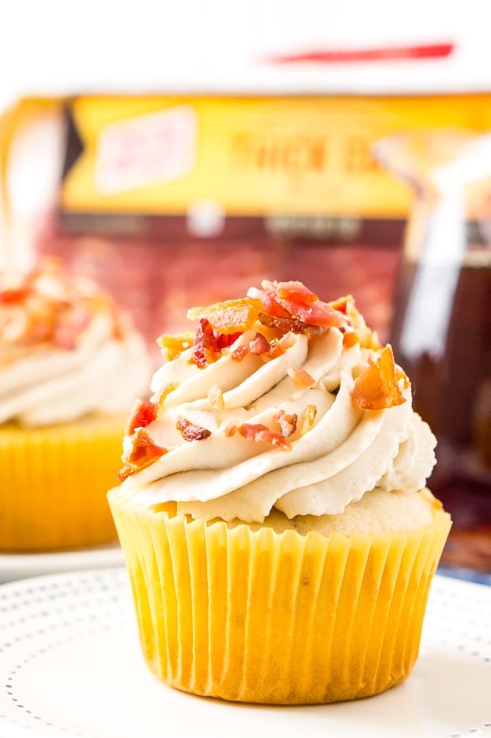 Cupcakes with maple, bacon, and coffee.