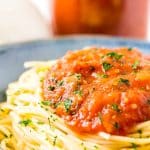 Pomodoro Sauce is a thick and flavorful Italian pasta sauce recipe made with tomatoes, onion, garlic, basil, and red pepper flakes. An easy and delicious homemade sauce the whole family will love!