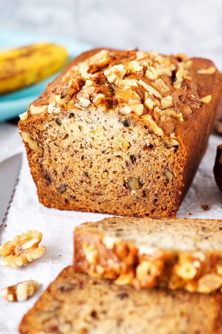 This Starbucks Copycat Banana Bread recipe is a delicious sweet bread loaded with walnuts and delicious bananas. It's pure comfort and tastes amazing warm with a bit of butter!