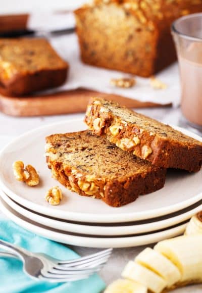 This Starbucks Copycat Banana Bread is a delicious sweet bread loaded with walnuts and delicious bananas. It's pure comfort and tastes amazing warm with a bit of butter!