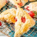 These Strawberry Scones are loaded with fresh, juicy berries and a hint of lemon zest. They're simple to make and a classic breakfast or light treat for spring and summer!