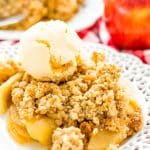 Apple Crisp is a classic dessert recipe that's perfect for summer and fall. Tender and spicy apples are topped with a sweet and crisp oatmeal topping.