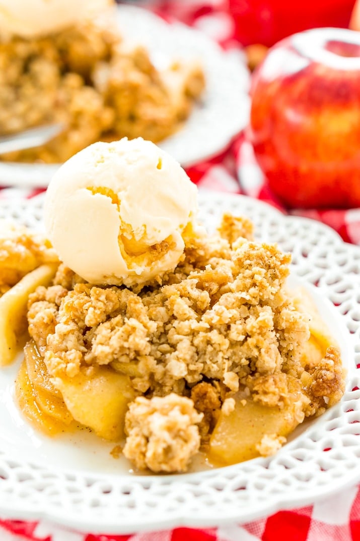 Apple Crisp is a classic dessert recipe that's perfect for summer and fall. Tender and spicy apples are topped with a sweet and crisp oatmeal topping.