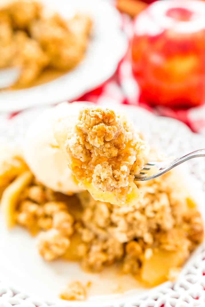 Apple Crisp is a classic dessert recipe that's perfect for summer and fall. Tender and spicy apples are topped with a sweet and crisp oatmeal topping.