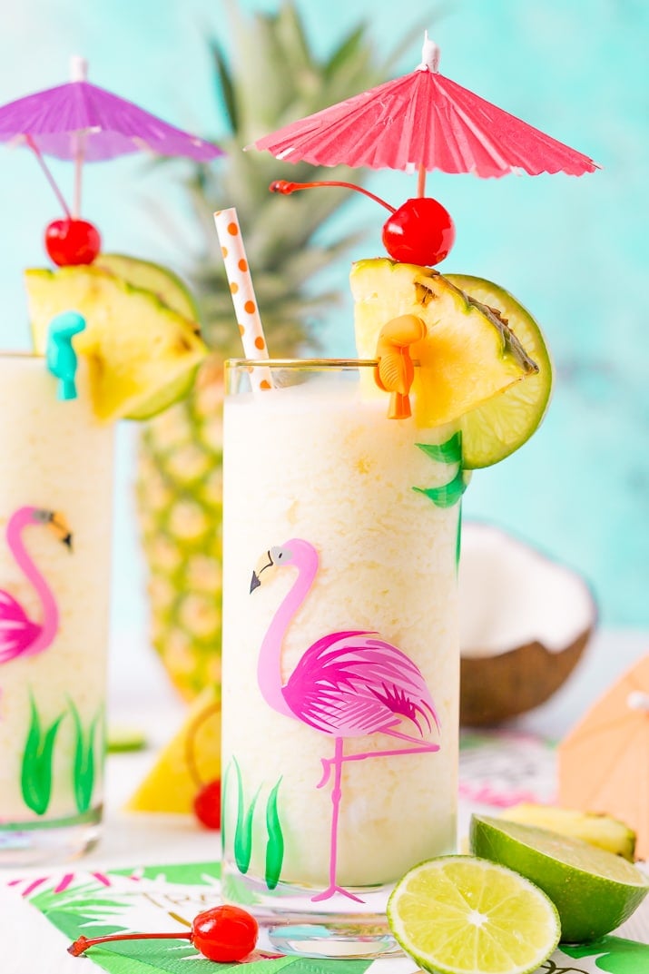 This Pina Colada recipe is a deliciously fruity and frozen drink made with creamy coconut and sweet pineapple and zesty lime juice. Add rum to make things lively or keep it virgin for the whole family to enjoy!