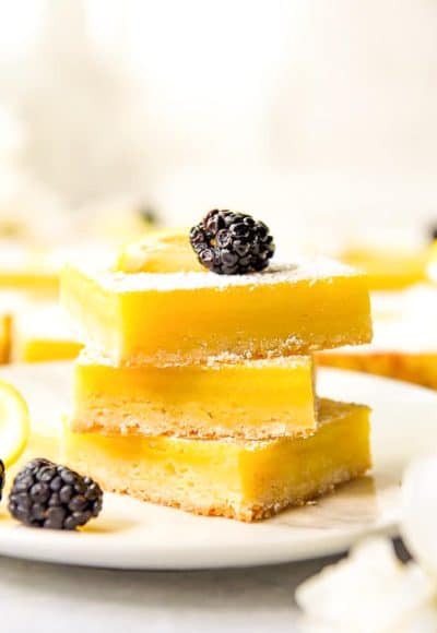 Tart lemon custard & subtly sweet shortbread make these bright and tasty Lemon Bars the perfect summer treat! These highly portable dessert bars can be cut to any size you need, and are great for all your picnics in the park, outdoor barbecues, and pool parties all season long.