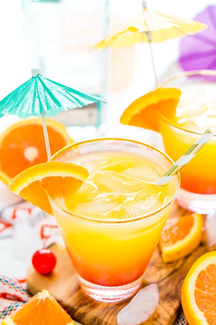 The Tequila Sunrise is an easy, classic cocktail made with zesty orange juice, refreshing tequila, and sweet grenadine. Perfect for hot summer nights and get-togethers!