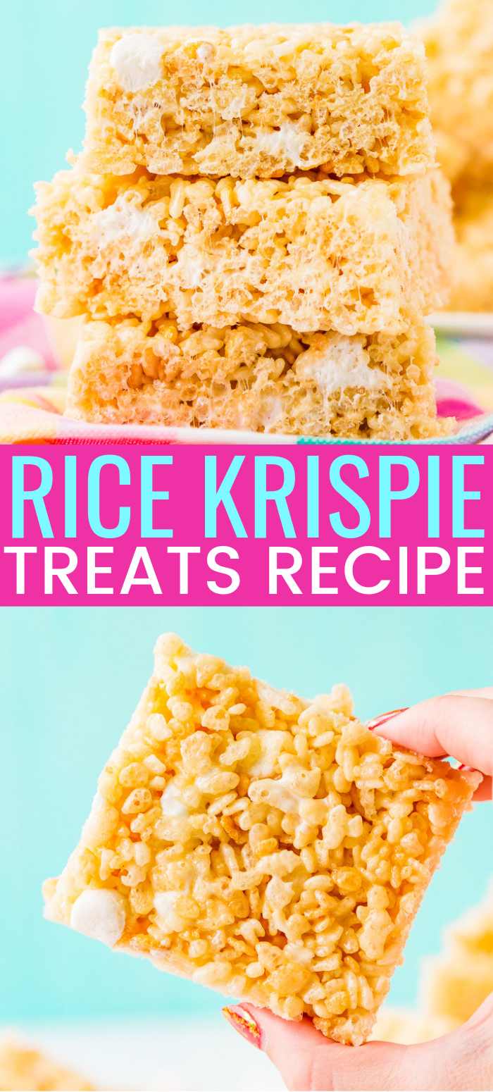 Rice Krispie Treats are loaded with salty butter, sweet marshmallow, warm vanilla, and crunchy cereal. No one will be able to resist this easy and delicious no-bake dessert that's ready in less than 30 minutes! via @sugarandsoulco