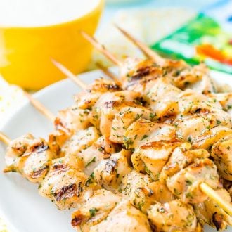 Ranch Chicken Skewers on a plate