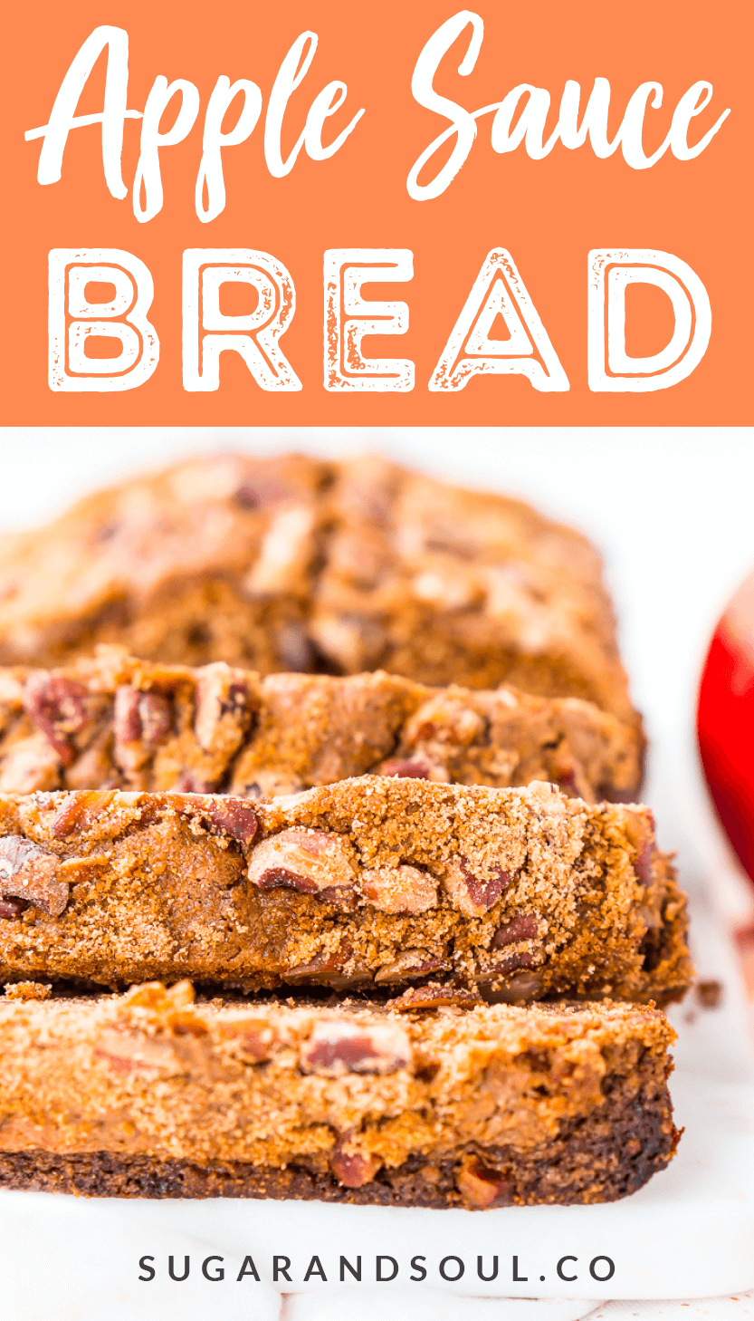 This simple Applesauce Bread is the perfect way to enjoy some of fall’s best flavors. Laced with warm spices, brown sugar, and chopped pecans, this quick bread is a delicious treat to make and share during the autumn season.