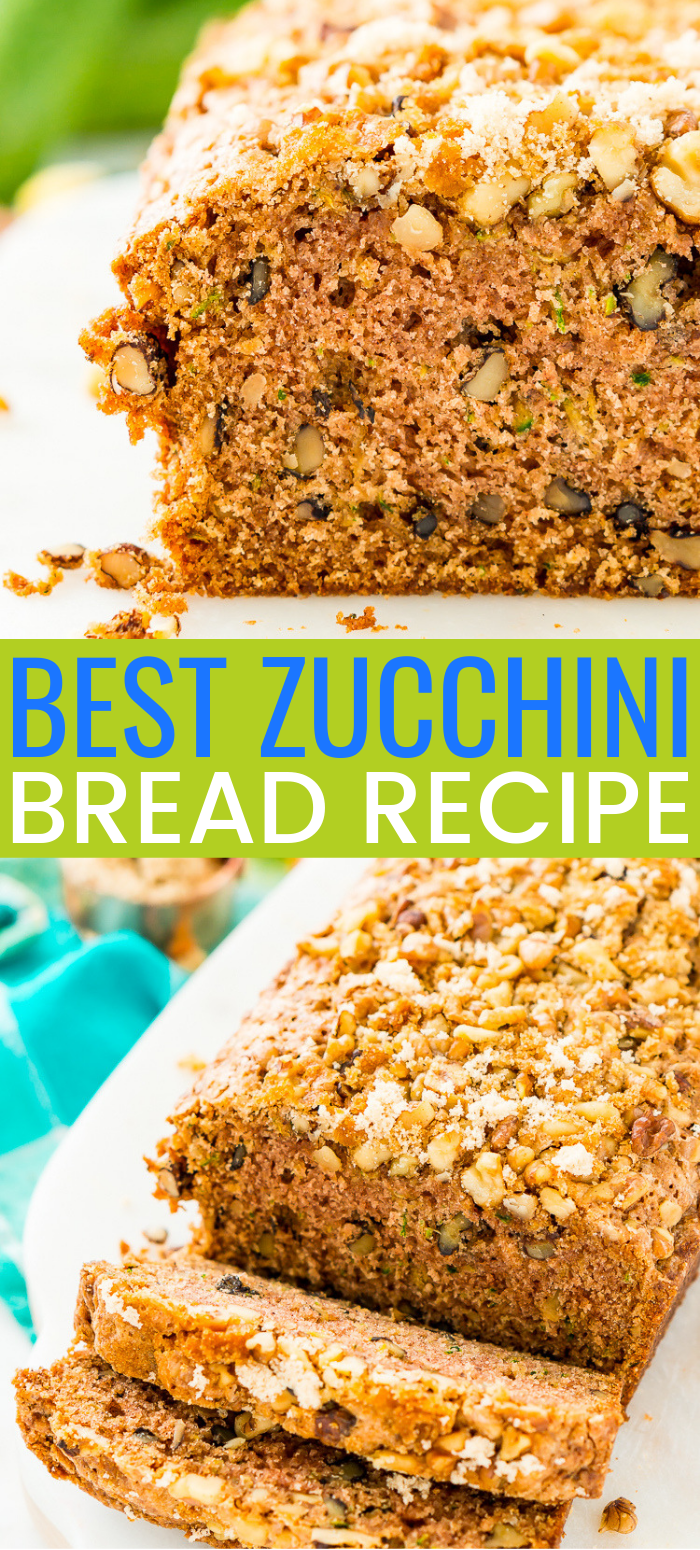 his Zucchini Bread recipe is a delicious quick bread that's loaded with tender zucchini, walnuts, and cinnamon - you can add lemon or chocolate chips too! via @sugarandsoulco