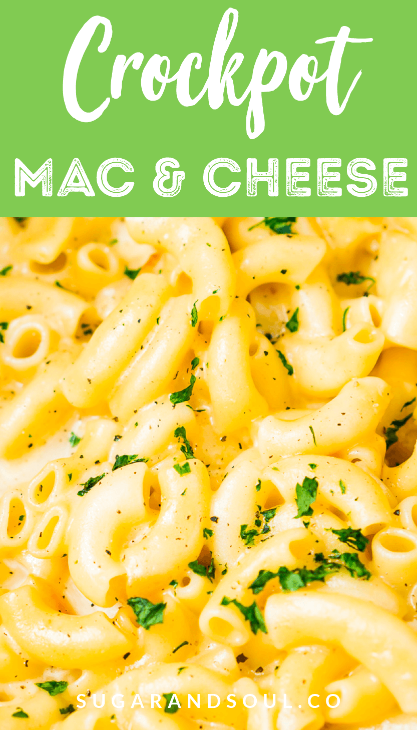 This Crock Pot Mac and Cheese is an easy and delicious dinner loaded with cheddar and Colby Jack cheeses and perfect for a weeknight meal or cozy weekend dinner!