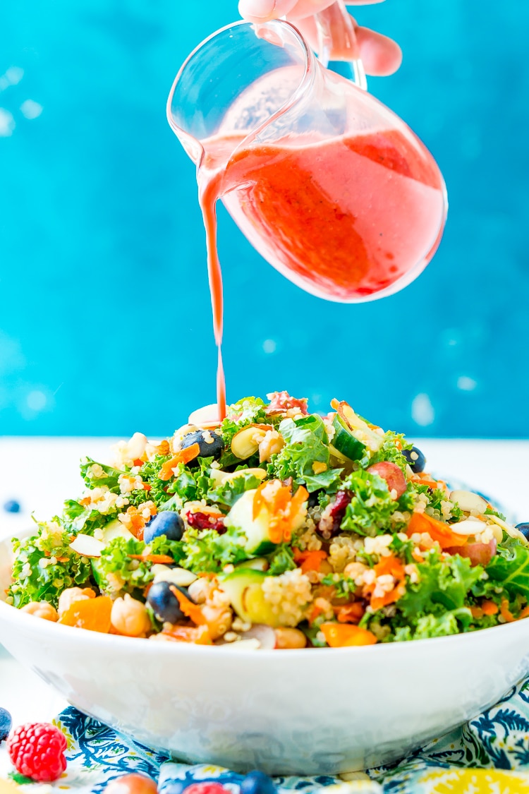 Chopped Kale Salad with Raspberry Vinaigrette Dressing