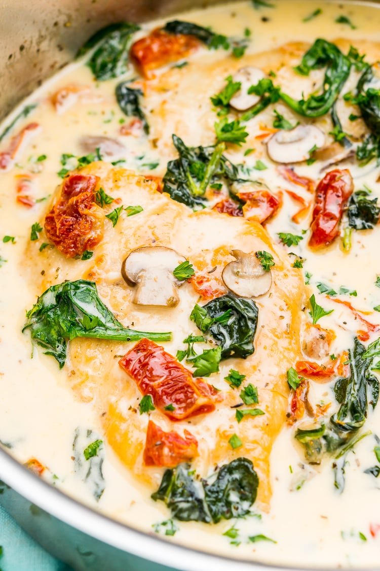 Creamy Crock Pot Chicken (Tuscan Style) - Wholesome Yum