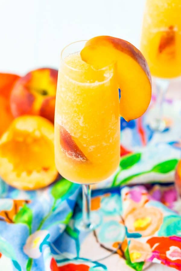 Frozen Peach Bellini Cocktail Recipe Sugar and Soul