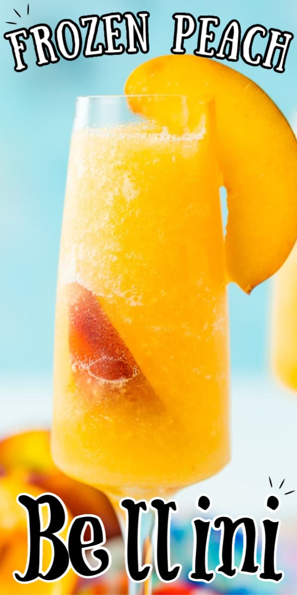 This Peach Bellini Slushies recipe is a frozen take on the classic brunch cocktail! Made in the blender with just 4 ingredients, this easy champagne cocktail is a refreshingly boozy beverage to enjoy all summer.  via @sugarandsoulco