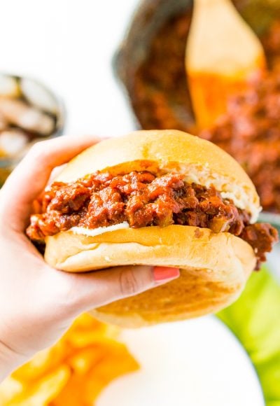 Sloppy Joes are a nostalgic family favorite, and this homemade version kicks the canned stuff to the curb! Filled with ground beef that’s smothered in a zesty sauce, this easy 30-minute meal is perfect to make on busy weeknights.