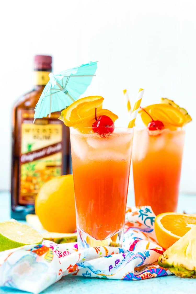 Planter’s Punch is a fruity cocktail that’s spiked with rum. Made with orange and pineapple juices, a splash of lime, grenadine, and dark or spiced rum, this tropical mixed drink is dangerously delicious!