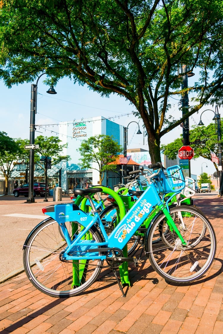 Bikes for Rent with ben and jerry;s logo