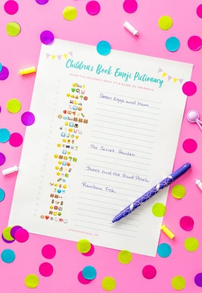 This FREE Emoji Pictionary Baby Shower Game Printable uses emoji images to guess the name of each book! It's a fun and new game idea everyone will love playing!